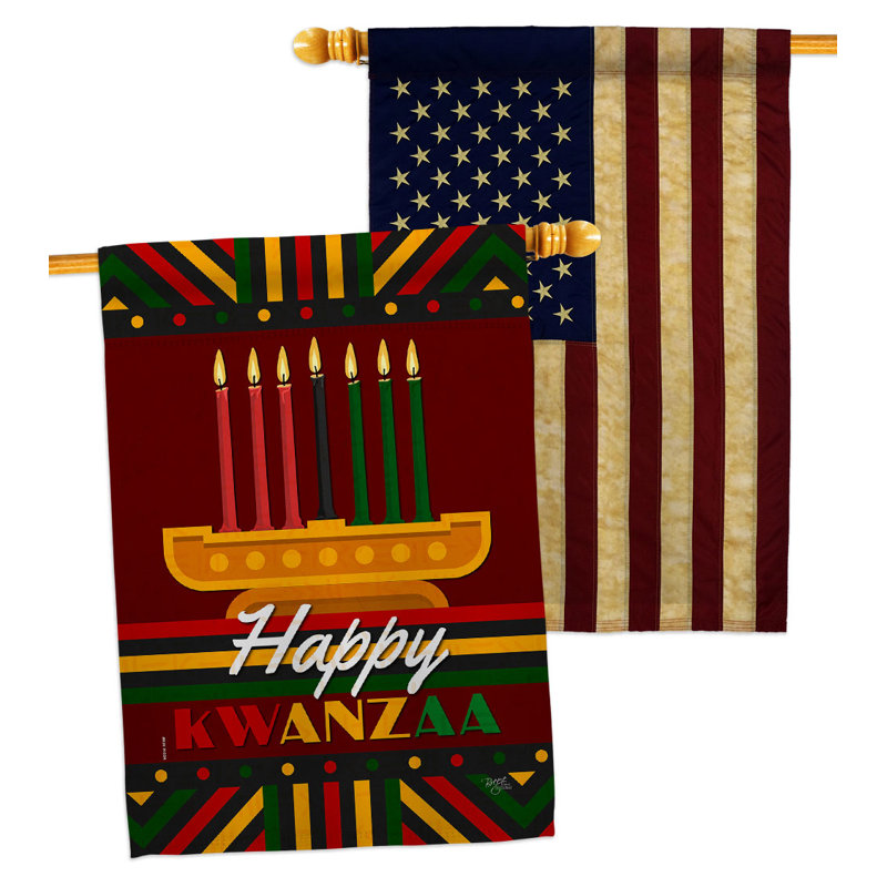 Double Sided 40'' H x 28'' W Polyester Kwanzaa House Flag