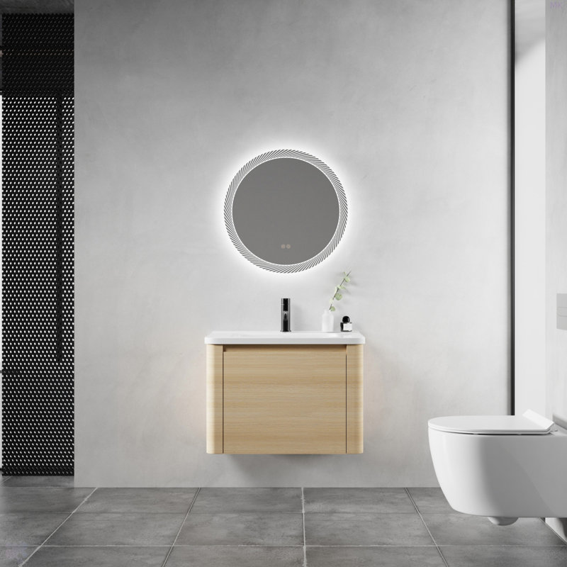 Meuble-lavabo mural 28 po avec lavabo en céramique blanche et porte à fermeture en douceur, emballage KD, contreplaqué, 28"