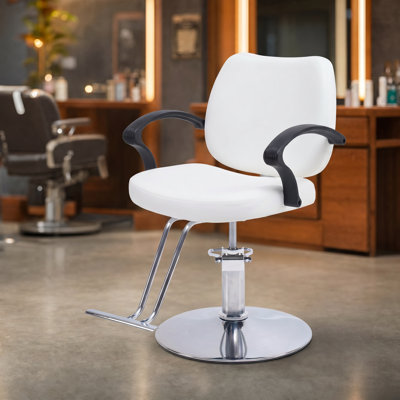 Fauteuil de coiffeur pour coiffeur, fauteuil de coiffeur, fauteuil de coiffeur hydraulique professionnel, fauteuil pivotant à 360 degrés blanc