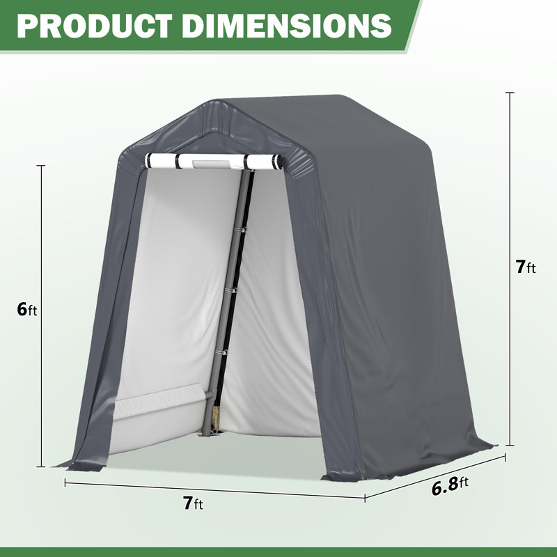 6FT*7FT Outdoor Storage Shelter Shed - Heavy Duty Storage Tent with Roll-up Ventilated Windows, 6FT*7FT