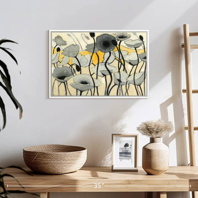 Fleur de jour de neige gris, Cadre flottant blanc, 19 po x 13 po