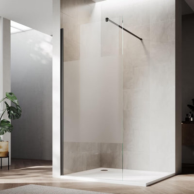 Écran de douche sans cadre l 30 po x H 72 po avec verre semi-givré de 8 mm facile à nettoyer