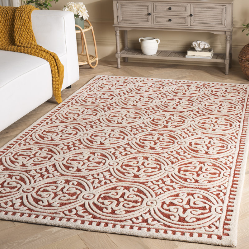 Cambridge 123 Hand Tufted Wool Damask Rug, Rectangle 6' x 9'