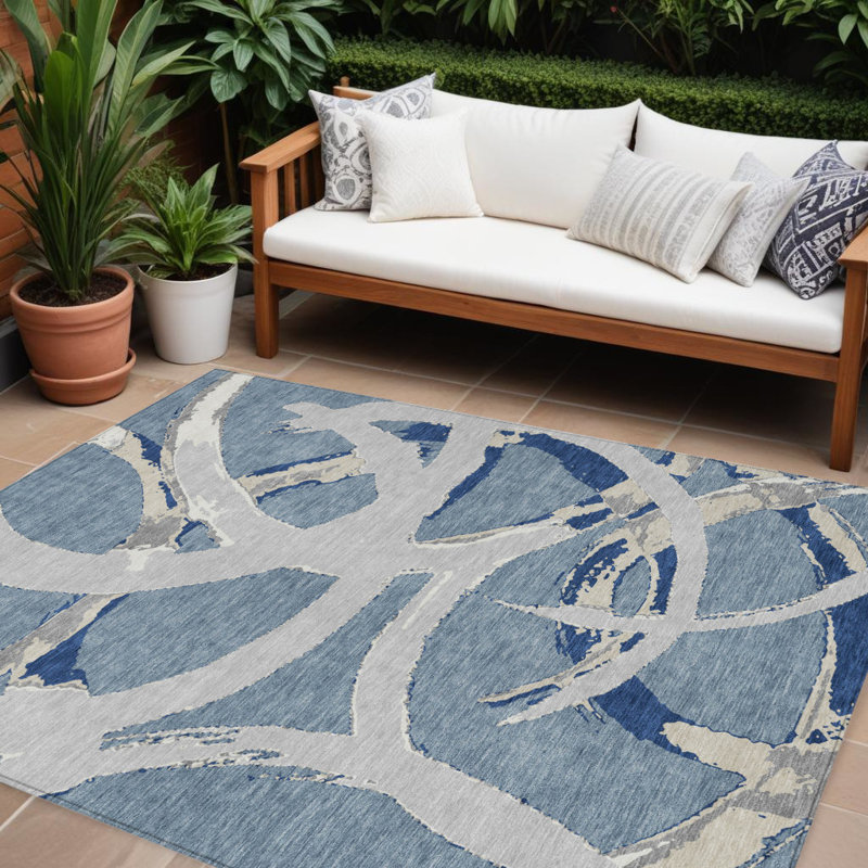 Tapis intérieur gris lavable abstrait 9 pi x 12 pi HomeRoots