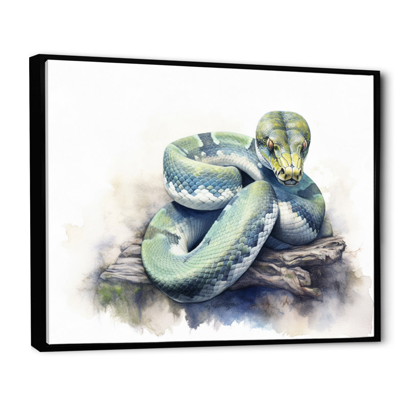 «Wild Snake I» sur toile, H 16 po x l 32 po x P 1 po, Cadre flottant noir