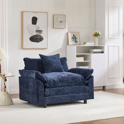 Fauteuil d'appoint rembourré en chenille moderne avec repose-pieds, parfait pour le salon et la chambre à coucher