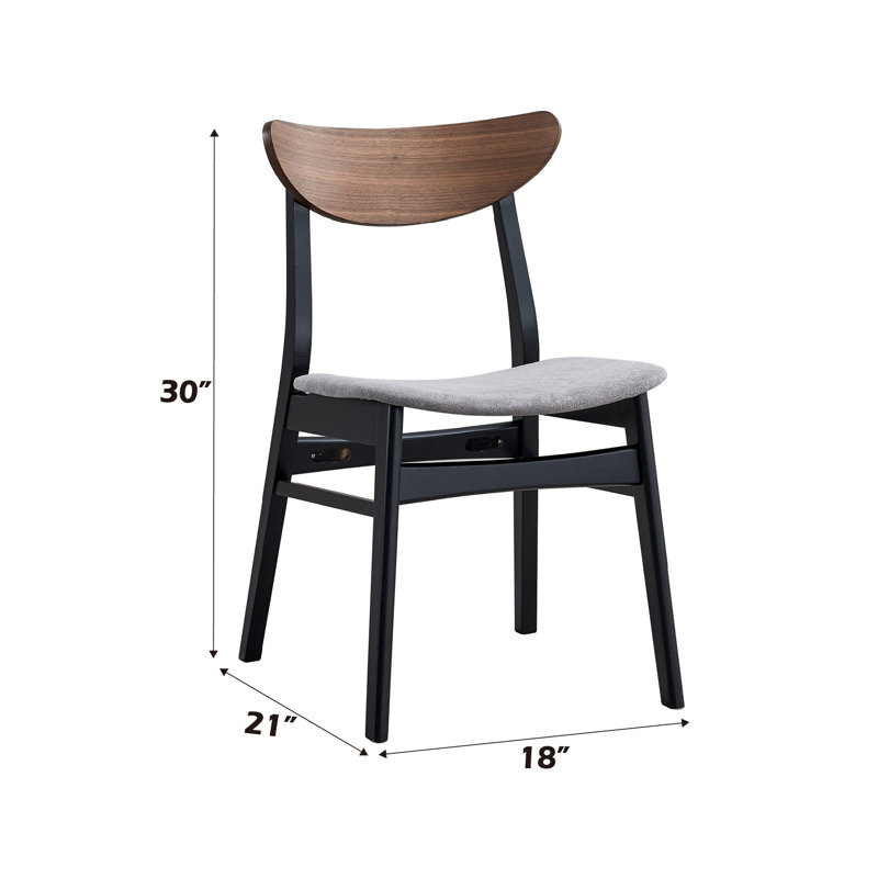 Ensemble de 2 chaises d'appoint en lin gris, noyer et finition noire Rebi