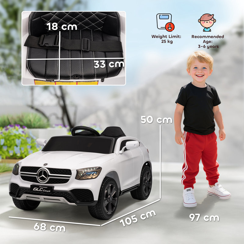 AIYAPLAY Mercedes-Benz GLC Coupe Licensed Kids Ride on Car 12V, White