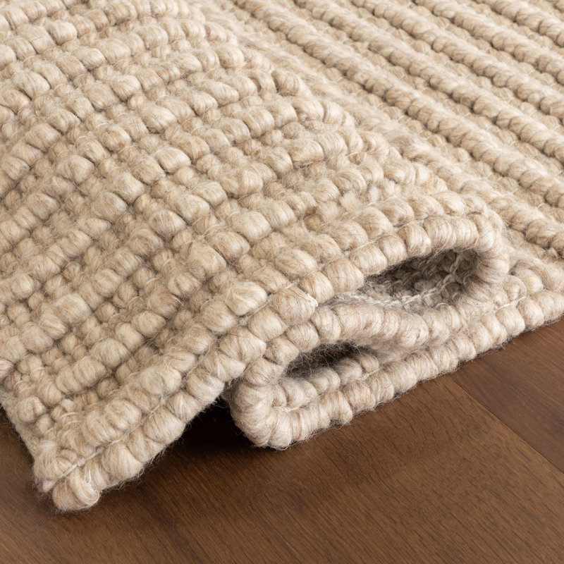 Dorene Contemporary High-Low Striped Wool Area Rug, Rectangle 6' x 9'