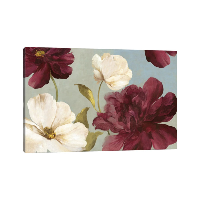 Deep Peonies II, Square by Asia Jensen - Wrapped Canvas Painting, 20.32 cm H x 30.48 cm W