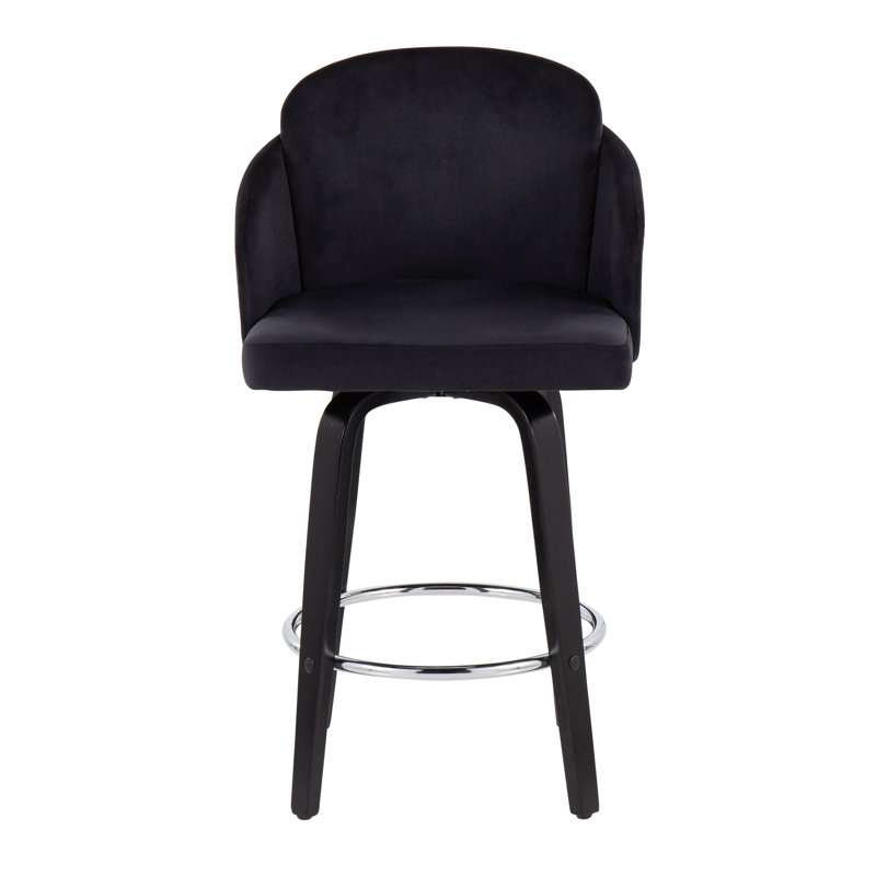 Tabouret tournant 25 "Violetta, Noir, Velours noir
