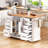 56 inch Kitchen Island with Rubber Wood Veneer Drop Leaf, Power Outlet, 4 Door Shelves, Embossed Vertical Stripe Rolling Kitchen Cart on 4 Wheels with 6 Deep Drawers for Kitchen, Dining Room-129764702