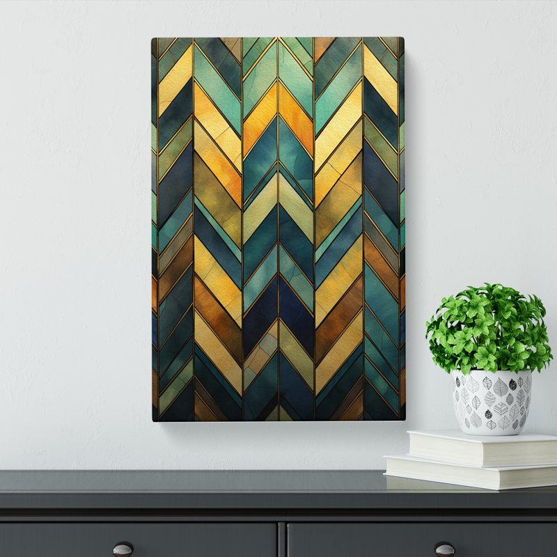 Chevrons Nouveau - Wrapped Canvas, 76cm H x 50cm W x 3cm D