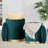 Nesting Pleated Ottoman Set In Gold Metal And Peacock Teal Velvet