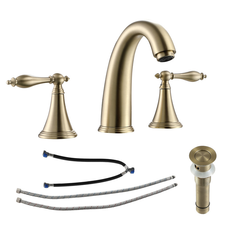 Robinet de salle de bain à large entraxe avec bonde, Or
