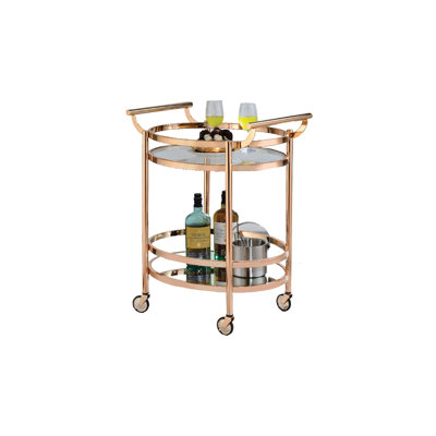 Lakelyn Oval Bar Cart with Two Shelves