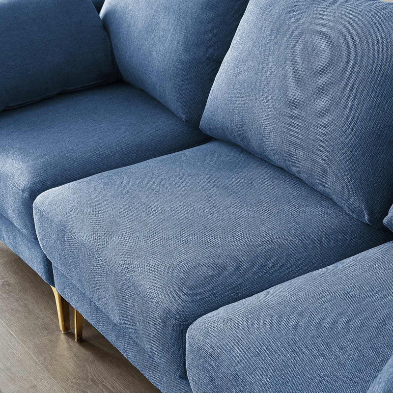 Canapé modulaire à méridienne 4 pièces Sol, 100 % polyester bleu