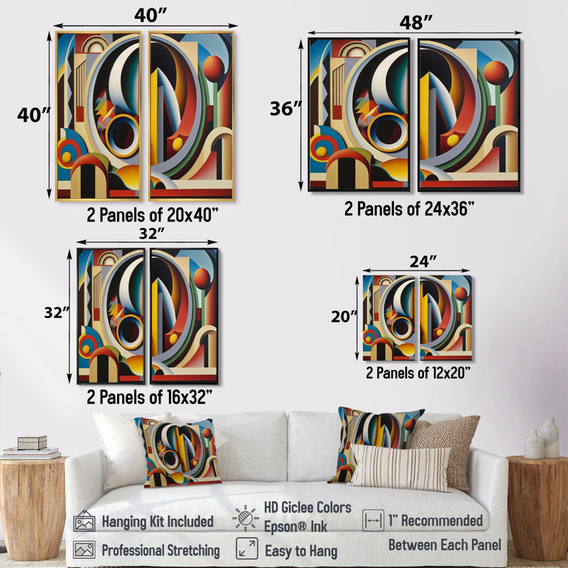Circular Retro Dynamics II - art mural bleu, H 36 po x l 48 po, Noir, Impression encadrée flottante
