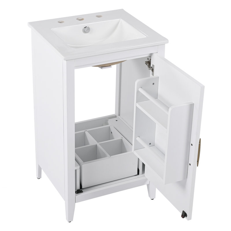 Meuble-lavabo de salle de bain avec lavabo, Blanc
