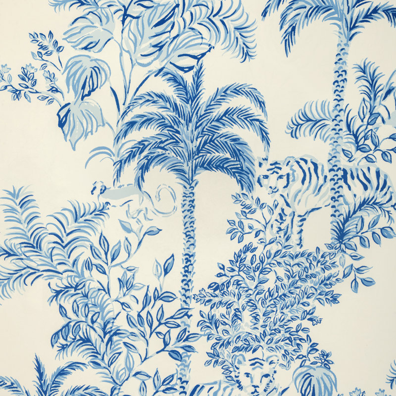 Lilly Pulitzer Tiger Queen Wallpaper, Indigo