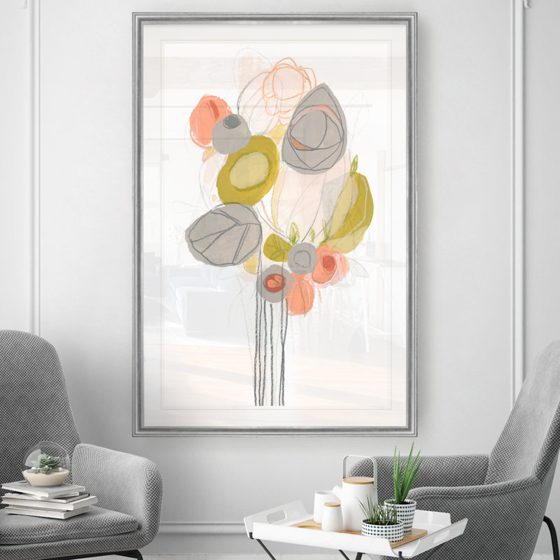 «Wildflower Contour II», reproduction sur toile, H 18,5 po x l 24,5 po x P 1,5 po, Cadre argenté