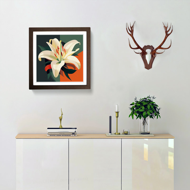 Lily Flower Bauhaus No.4 - Framed Print, Walnut