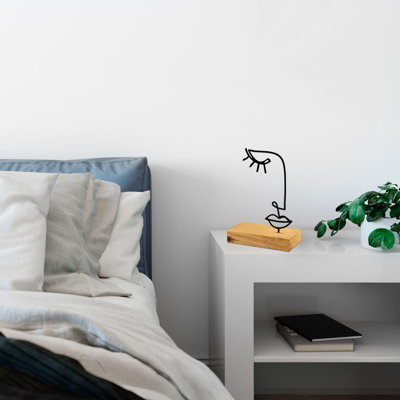 Elegant Decorative Object, Black & Wood Finish, 11.4 x 3.1 x 6.7 inches | 100% Metal (Thickness: 0.06 inches) with Sturdy Wooden Base (Thickness: 1.6 inches) | Perfect for Home Décor, Modern Style Accent Piece