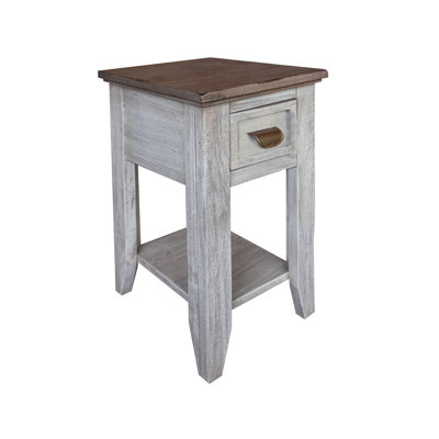 Solid Wood End Table with Storage