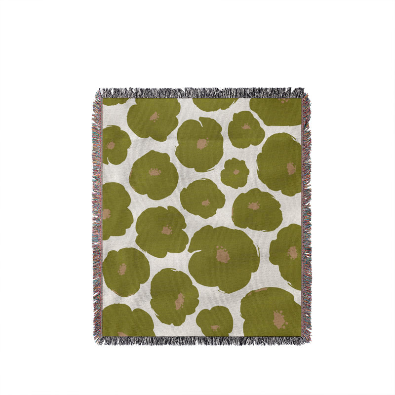 Jeté en coton Poppi, Chartreuse, 50 x 60