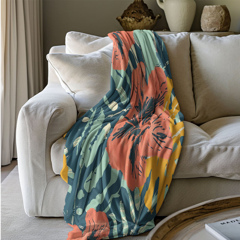 Island Patterns - 1 pièce Sherpa Premium, L 60 po x L 80 po