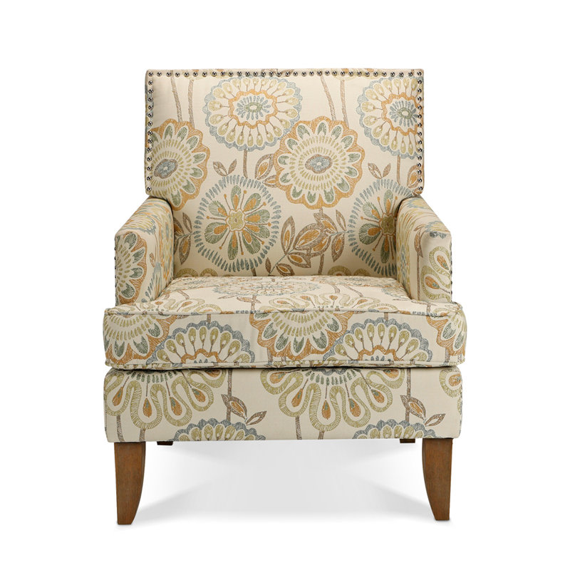 Upholstered Armchair, Beige/Yellow