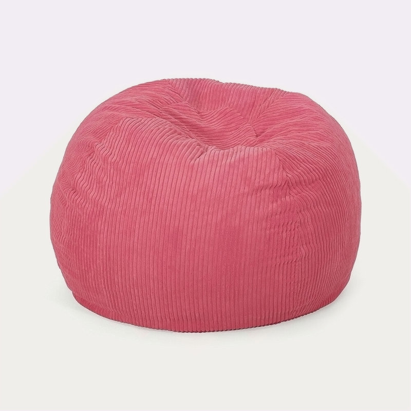 Modern Corduroy Polyester 3 Ft. Bean Bag Chair, Pink Fabric