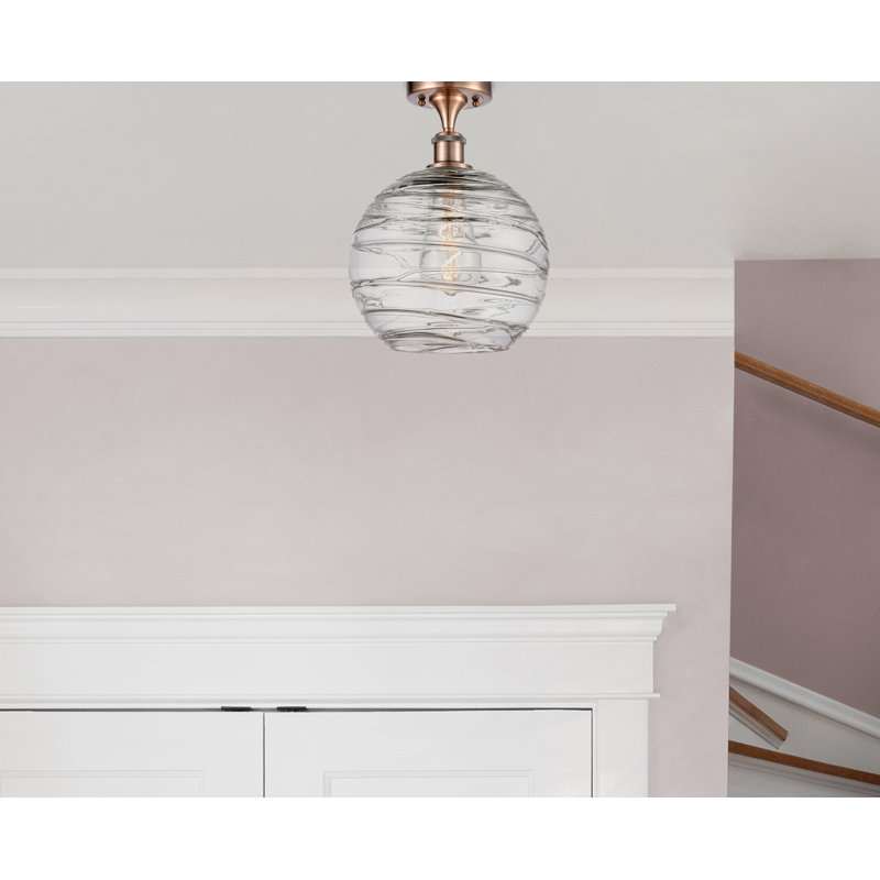Plafonnier semi-encastré 1 lumière 8 po Anie, Cuivre antique, Ampoule DEL 6 watts Vinage, H 15 po x l 10 po x P 10 po