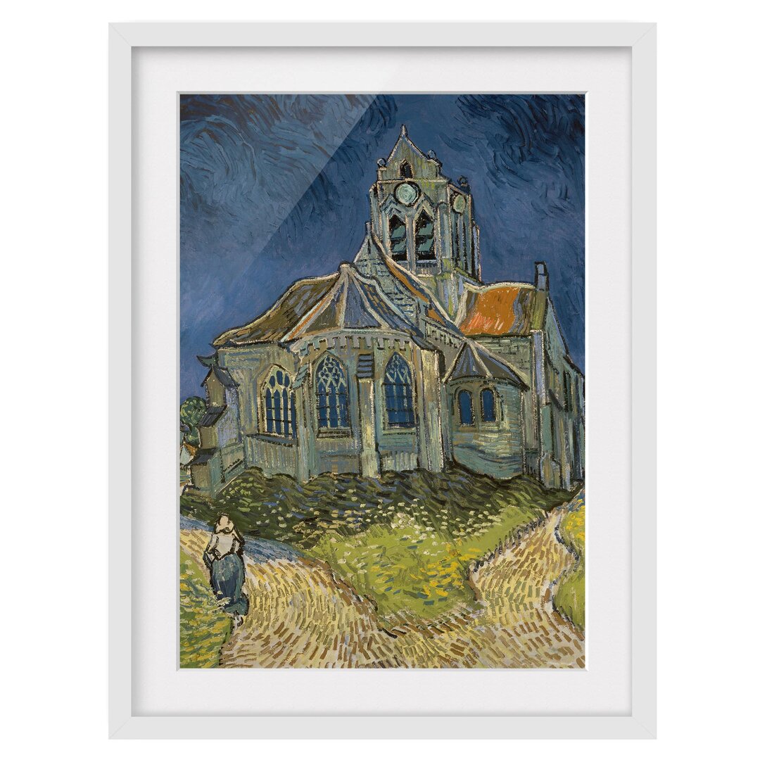 Gerahmtes Papierbild Kirche Auvers-sur-Oise von Vincent van Gogh