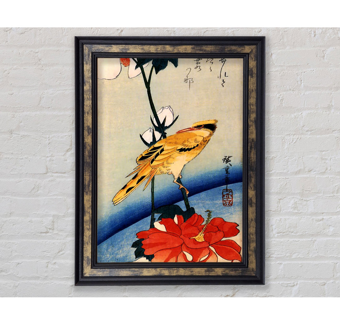 Hiroshige Goldener Oriole auf einem Hibiskuszweig - Einzelner Bilderrahmen Kunstdrucke