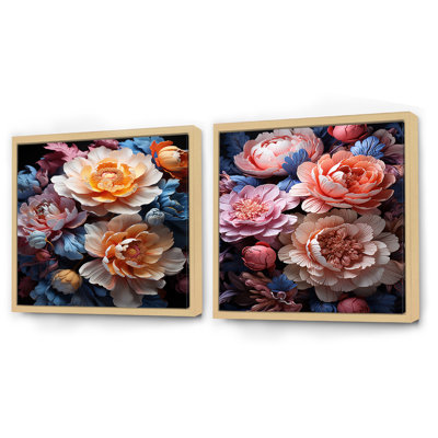 Belles pivoines colorées «Come Alive» - ensemble de 2 pivoines carrées