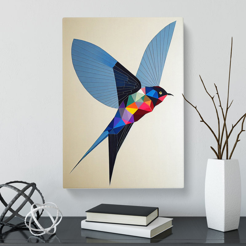 Swallow Polygon - Wrapped Canvas, 76cm H x 50cm W x 3cm D