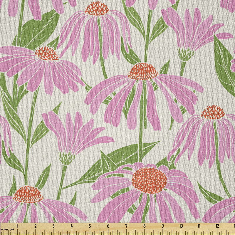 Daysha Echinacea Flowers Stems and Leaves Multi-Purpose Fabric