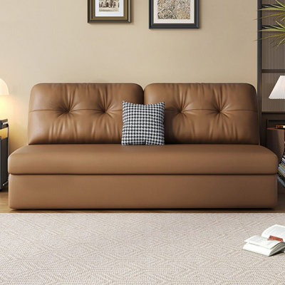 Canapé modulaire brun en cuir véritable