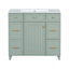 Meuble-lavabo 36 po avec lavabo en céramique, cadre en bois massif vert, portes à fermeture douce, tablettes réglables, 3 tiroirs, y compris un tiroir à double profondeur pour le rangement du sèche-cheveux