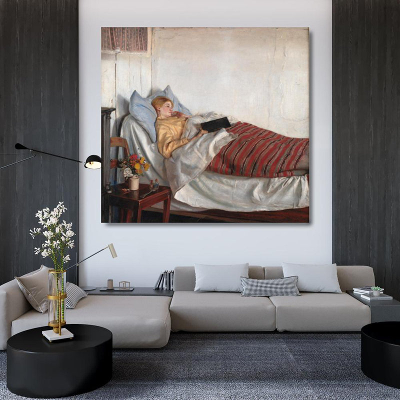«The Sick Girl» par Michael Ancher - Art mural sur toile tendue avec châssis, H 48 po x l 33 po