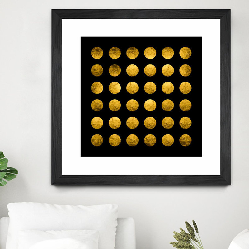 «Golden Spots Black» mat et encadré 36 po x 36 po, H 30 po x l 30 po x P 1 po