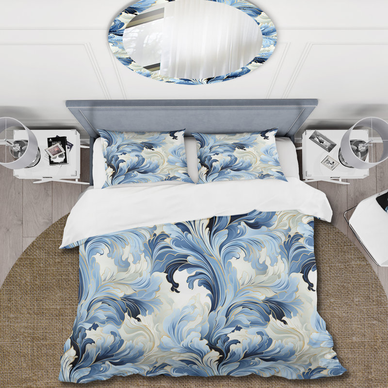 Ensemble de housse de couette bleu et blanc Ikat Bliss II - Ikat, Housse de couette pour très grand lit et 2 très
