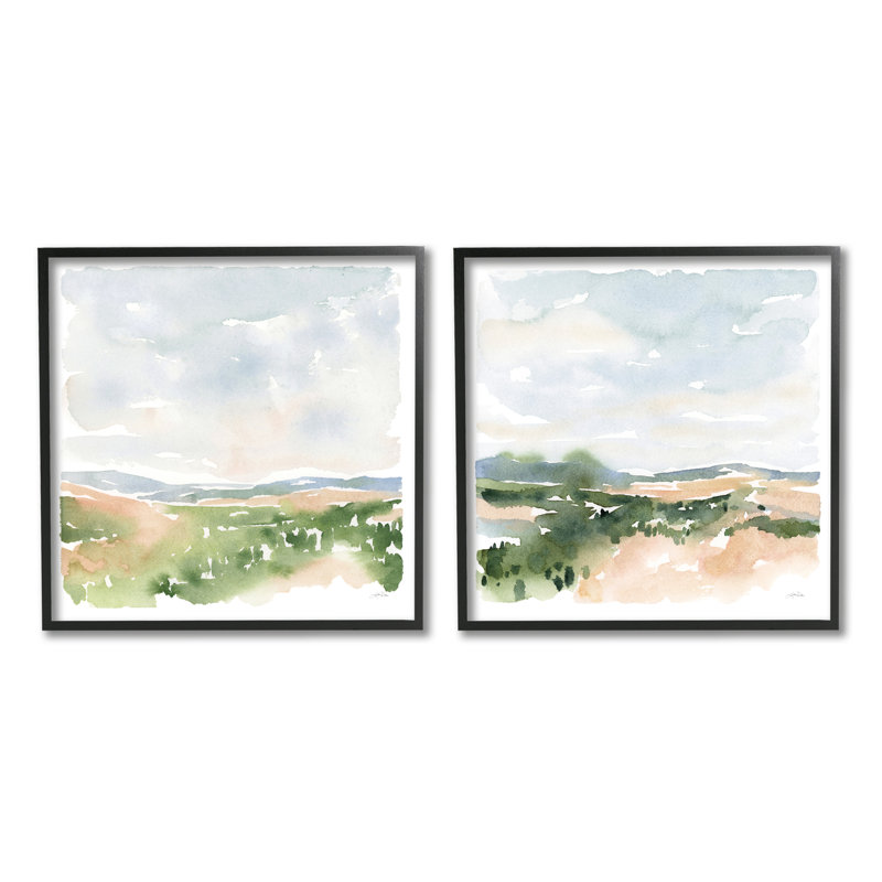 Doux arbre, paysage aquarelle doux, Giclée encadrée noir minuit, H 12 po x l 12 po x P 1,5 po