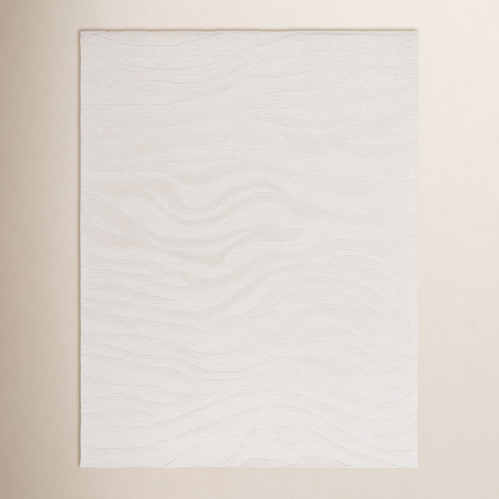 Burleson Ivory Hand-Tufted Abstract Wool Rug, Rectangle 8' x 10'