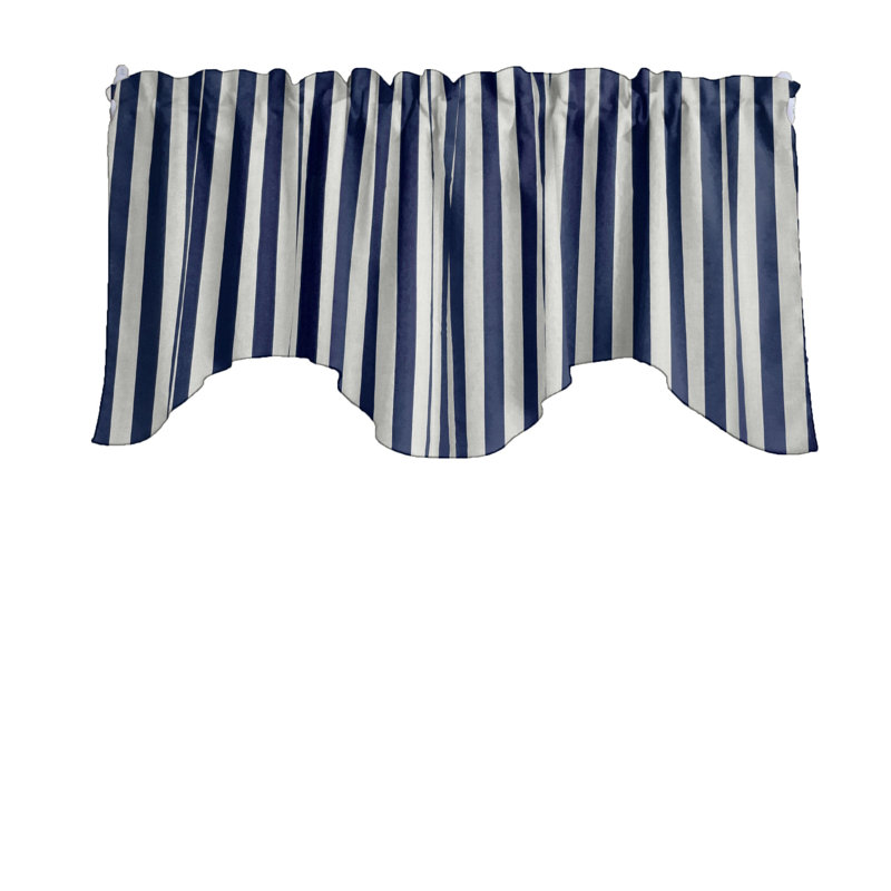 Cantonnière festonnée à rayures 1 po, Bleu marine