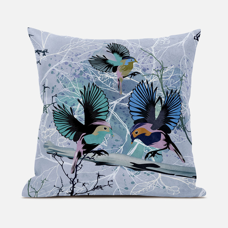 Coussin 18 x 18, Bleu / rose / gris
