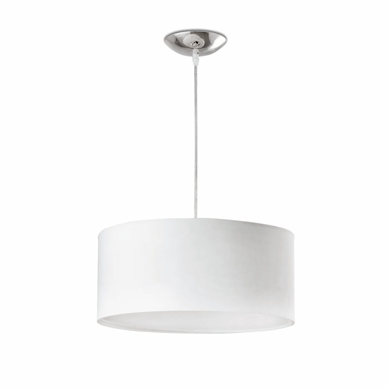 Purcell 2 - Light Silver Drum Pendant, 36 cm H x 36 cm W x 36 cm D, White