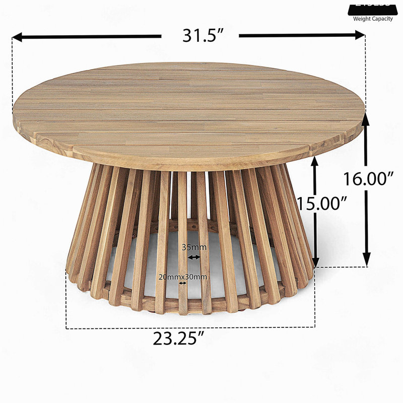 Table basse de patio en bois d'acacia