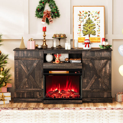 58"" Fireplace Tv Stand With 23"" 3-side Glass Electric Fireplace 20 Color Led Lights -  Ivy Bronx, 6878FBCB57E141ACB62832D8A6F8D340